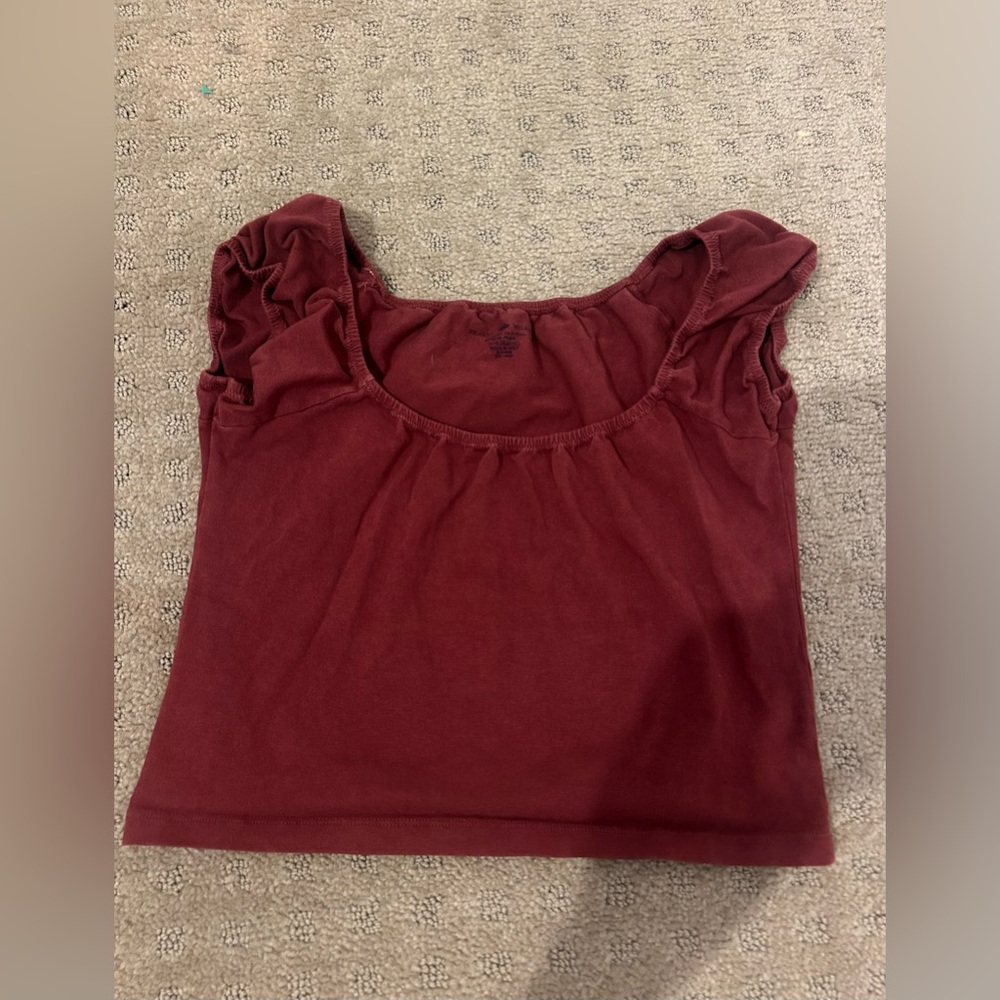 brandy melville red scrunch crop tee